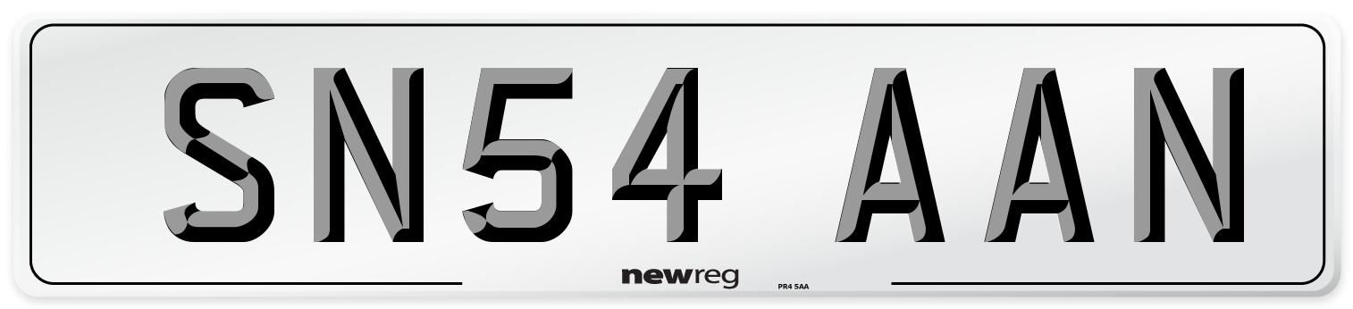 SN54 AAN Number Plate from New Reg